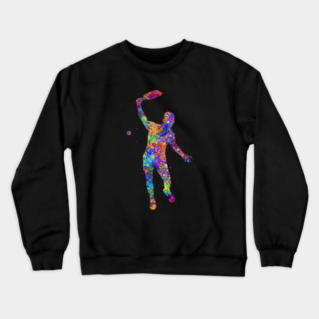 Pickleball player watercolor Crewneck Sweatshirt by Yahya Art